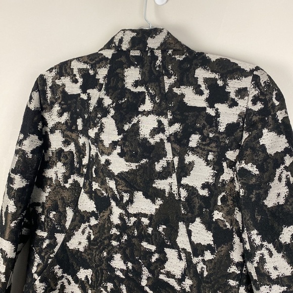 Lafayette 148 Womens Abstract Camo Wool Blend Blazer Jacket Size 10 Metallic - Picture 7 of 13